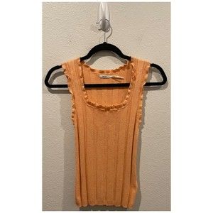 KIMCHI BLUE Ruffle Hem Ribbed Coral Tank Blouse